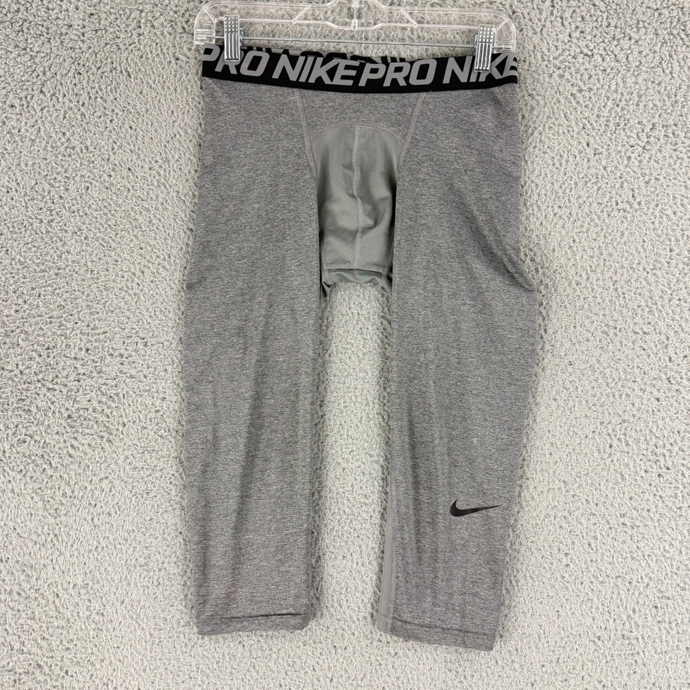 Nike Pro Cool Tights Mens M Gray 3/4 Compression Dri-FIT 703082-091 Training Gym